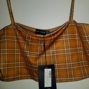 NWT Womens Pretty Little Thing's mustard 3 piece skirt suit Size 12